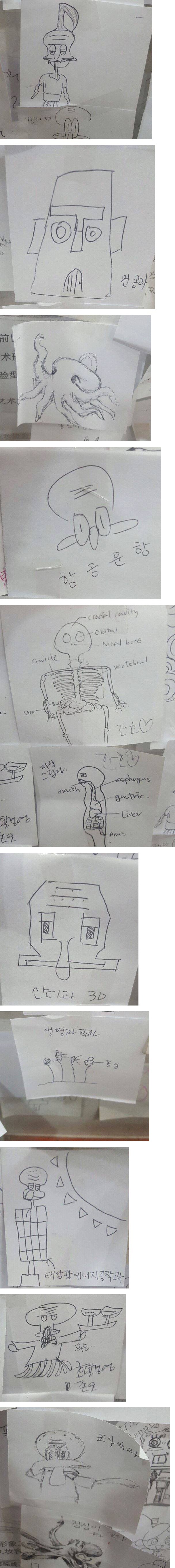 각 과들이 그린 징징이들.JPG | 인스티즈