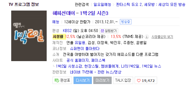 망해가는 1박2일 청률 ㅠㅠ | 인스티즈